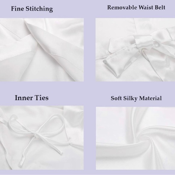 Kimono short Satin Robe Silver XL M MULTIPLE SIZES - Picture 6 of 12